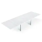 Table moderne extensible jusqu'à 300 cm en stratifié et verre fabriquée en Italie - Tear Viadurini