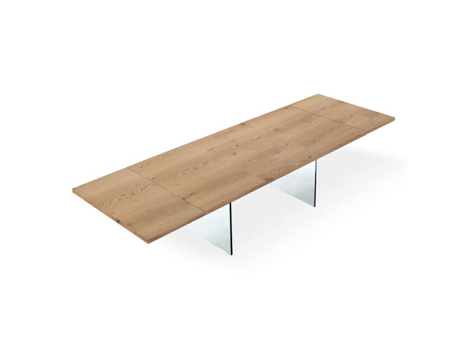Table Moderne Extensible 300 cm en Laminé et Verre Made in Italy – Strappo Viadurini