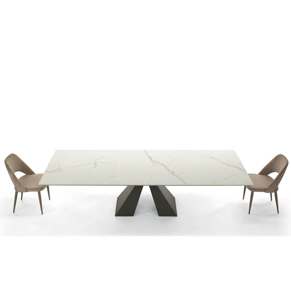 Table Extensible Moderne jusqu'à 278 cm en Céramique Made in Italy - Dalmatien Viadurini