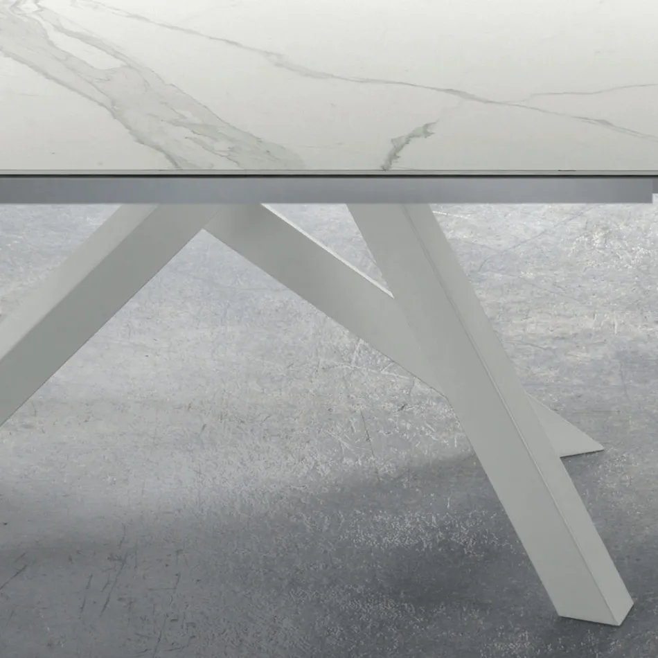 Table extensible moderne jusqu'à 278 cm en céramique fabriquée en Italie - Settimmio Viadurini
