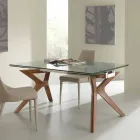 Table extensible moderne en acier inoxydable et verre trempé Kentucky Viadurini