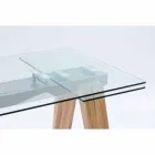 Table extensible moderne en verre et bois massif naturel Florida Viadurini