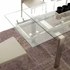 Table extensible moderne en verre trempé et acier Georgia Viadurini