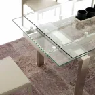 Table extensible moderne en verre trempé et acier Georgia Viadurini