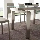 Table extensible moderne en verre trempé et acier Georgia Viadurini