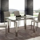 Table extensible moderne en verre trempé et acier Georgia Viadurini