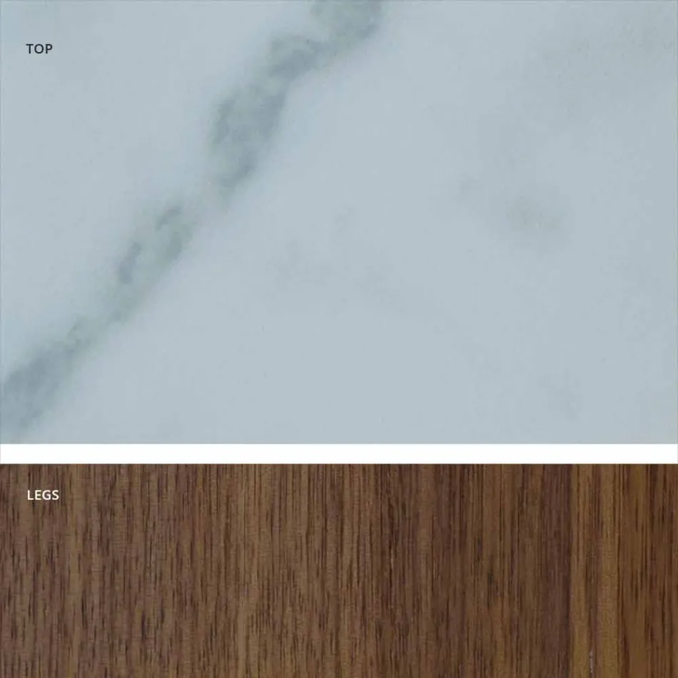 Table moderne avec plateau en grès effet marbre fabriqué en Italie, Adrano Viadurini