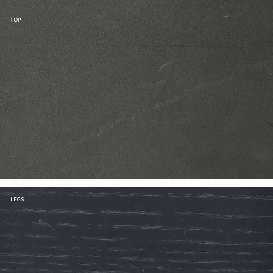 Table moderne avec plateau en grès effet marbre fabriqué en Italie, Adrano Viadurini