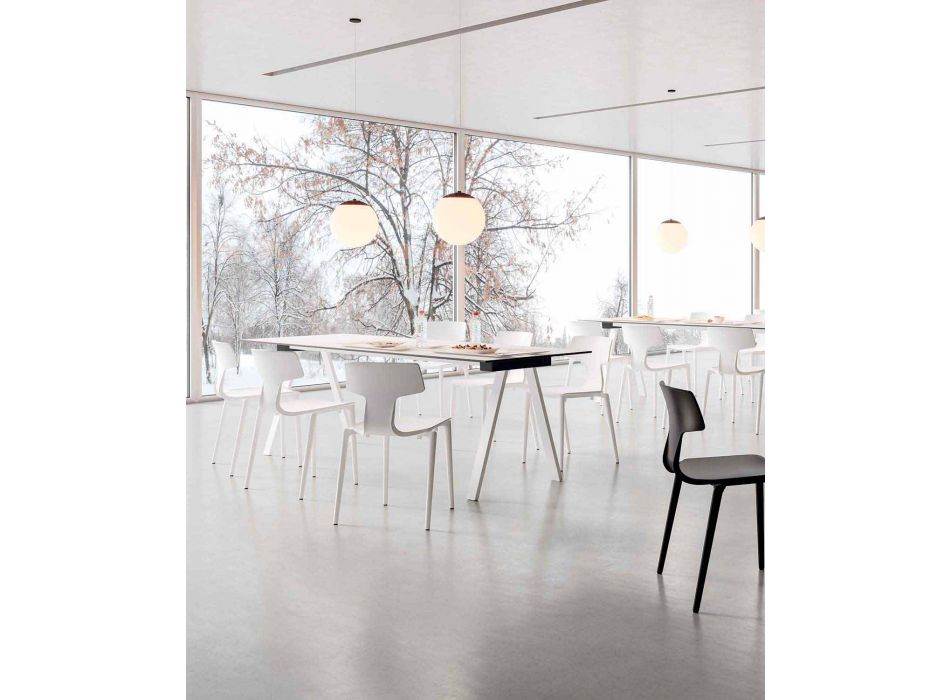 Table de salle à manger d'extérieur moderne en métal et HPL Made in Italy - Denzil Viadurini