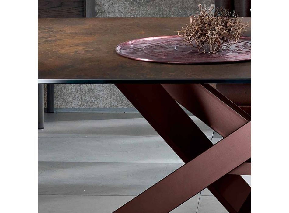 Table moderne en vitrocéramique et métal fabriquée en Italie, Dionigi Viadurini