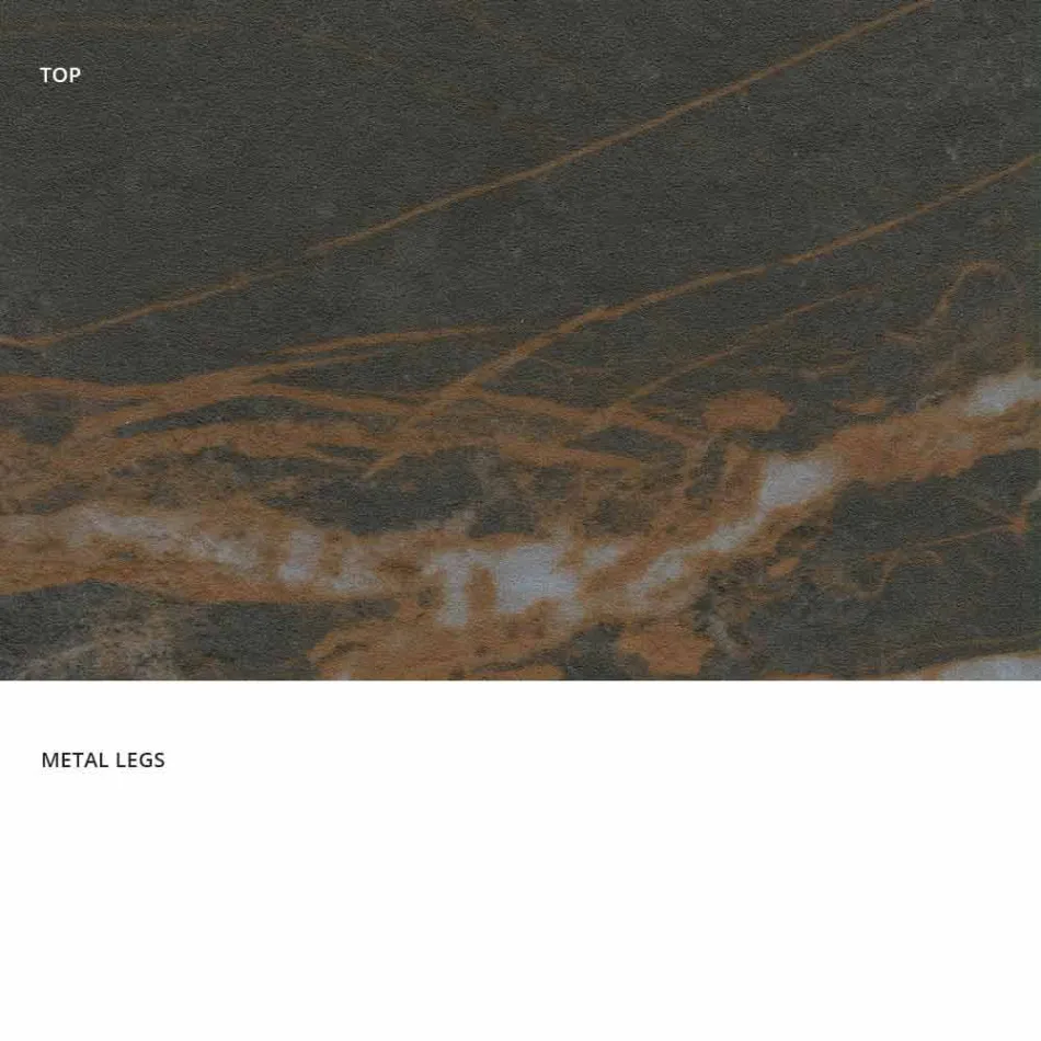 Table moderne en vitrocéramique et métal fabriquée en Italie, Dionigi Viadurini