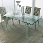 Table moderne entièrement en verre trempé transparent Atlanta Viadurini