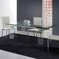 Table Atlanta en verre trempé transparent, design moderne