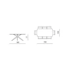 Table ovale 180 x 100 cm en verre martelé fumé et métal - Domus Viadurini