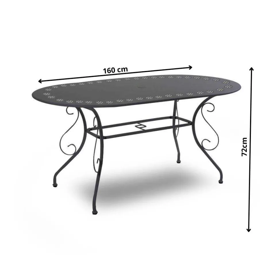Table de jardin ovale entièrement en métal - Archive Viadurini