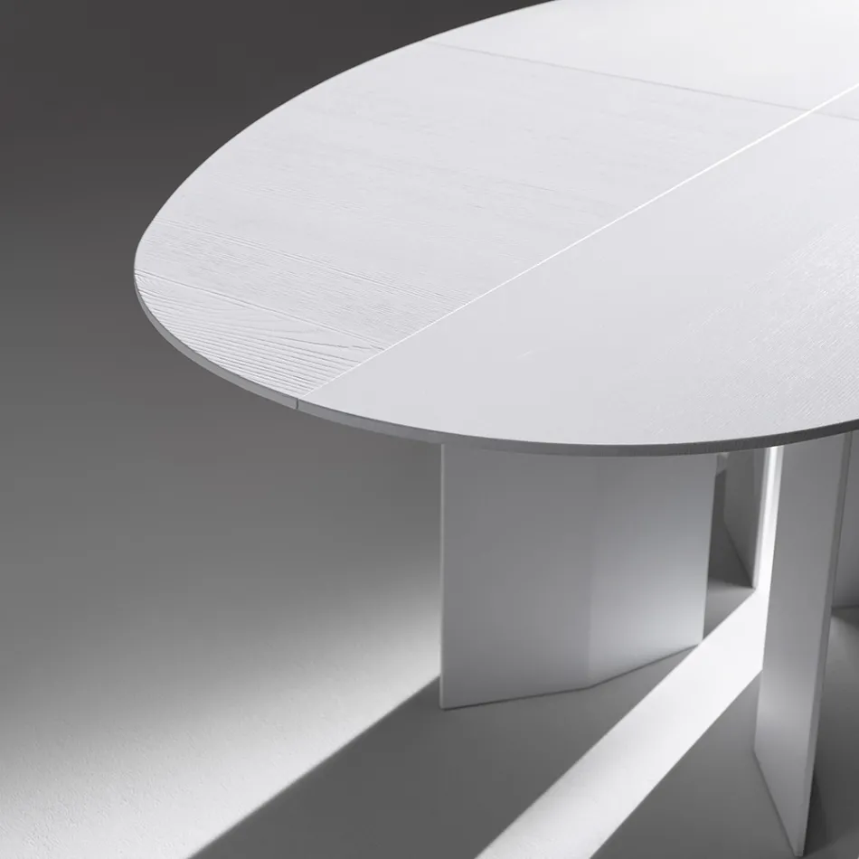 Table de salle à manger ovale en contreplaqué plaqué frêne - Capricorne Viadurini