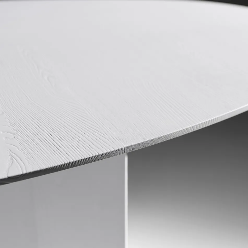 Table de salle à manger ovale en contreplaqué plaqué frêne - Capricorne Viadurini