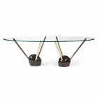 Table design ovale avec plateau en verre 100% Made in Italy Zoe Viadurini