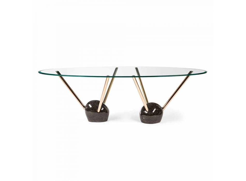 Table design ovale avec plateau en verre 100% Made in Italy Zoe Viadurini