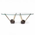 Table ovale de design avec plateau en verre 100% faite en Italie Zoe