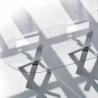 Table design ovale en cristal 220x120cm fabriqué en Italie Arbre Viadurini