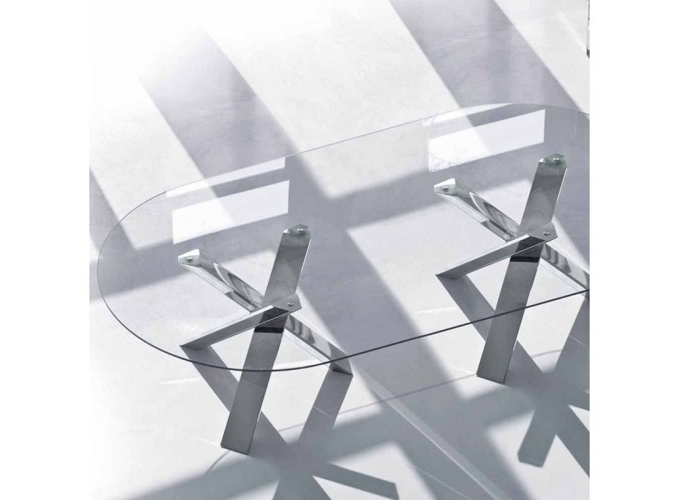 Table design ovale en cristal 220x120cm fabriqué en Italie Arbre Viadurini