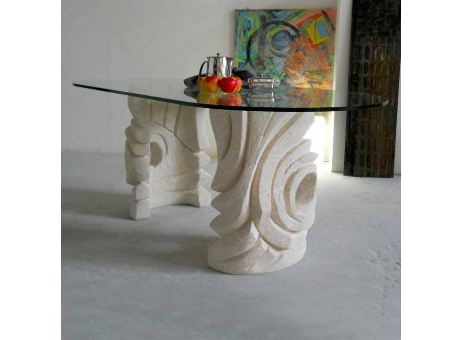 petra table ovale avec Furies en cristal de conception moderne Viadurini