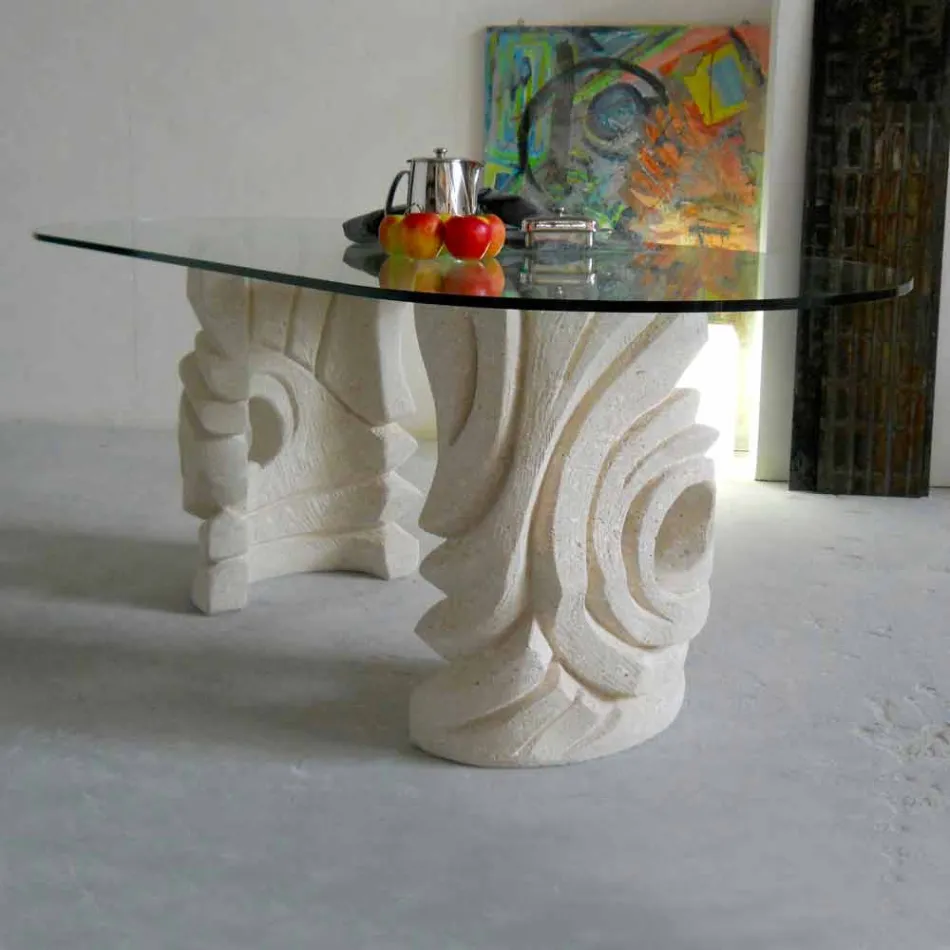 petra table ovale avec Furies en cristal de conception moderne Viadurini