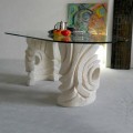 Table à manger en cristal, base en pierre naturelle de Vicenza Erinni