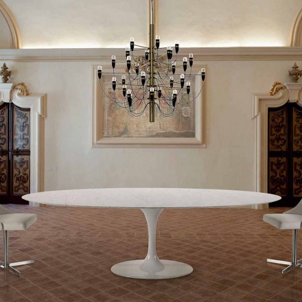 Table ovale moderne en marbre de Carrare ou noir Marquinia fabriquée en Italie – Dollars Viadurini