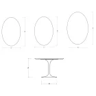 Table ovale Tulipe Saarinen H 74 cm en céramique brillante Florim Calacatta Gold - Écarlate Viadurini