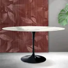 Table ovale Tulipe Saarinen H 74 cm en céramique mate Florim Statuario - Écarlate Viadurini