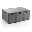 Table d'intérieur et d'extérieur avec 6 chaises à dossier inclinable et 4 poufs - Venir Viadurini