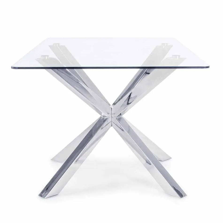Table de salle à manger Homemotion avec plateau en verre trempé - Denda Viadurini