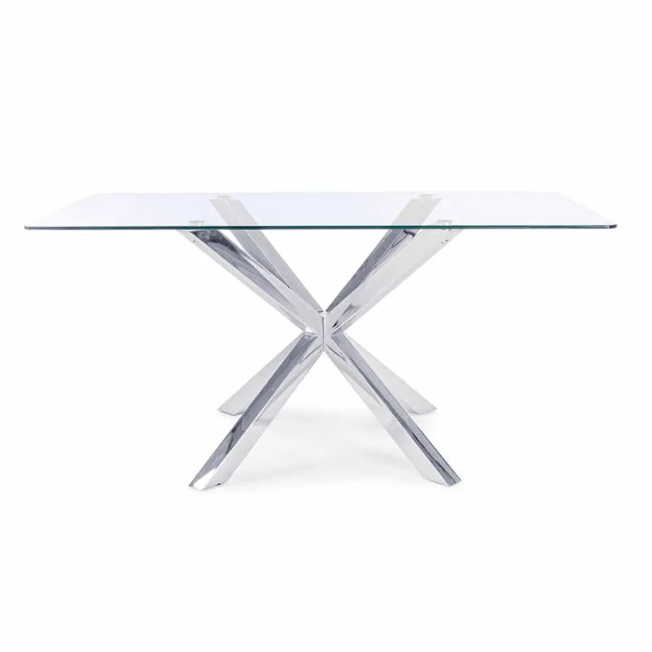 Table de salle à manger Homemotion avec plateau en verre trempé - Denda Viadurini