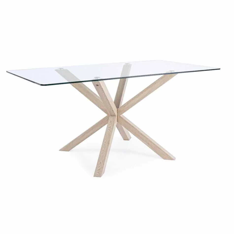 Table de salle à manger Homemotion avec plateau en verre trempé - Denda Viadurini