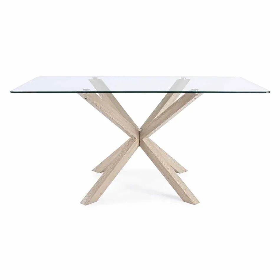 Table de salle à manger Homemotion avec plateau en verre trempé - Denda Viadurini