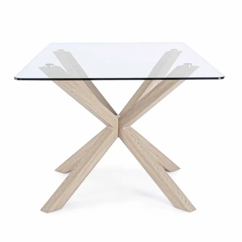 Table de salle à manger Homemotion avec plateau en verre trempé - Denda Viadurini