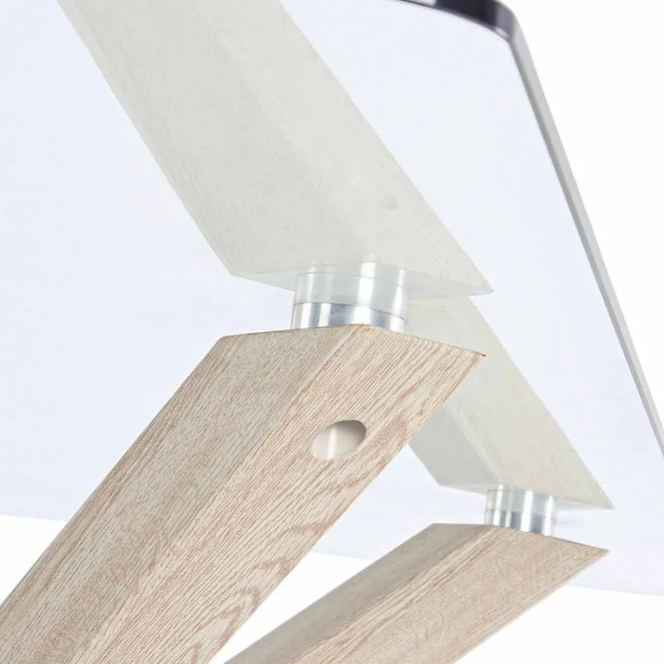 Table de salle à manger Homemotion avec plateau en verre trempé - Denda Viadurini