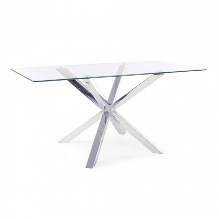 Table de salle à manger Homemotion avec plateau en verre trempé - Denda Viadurini