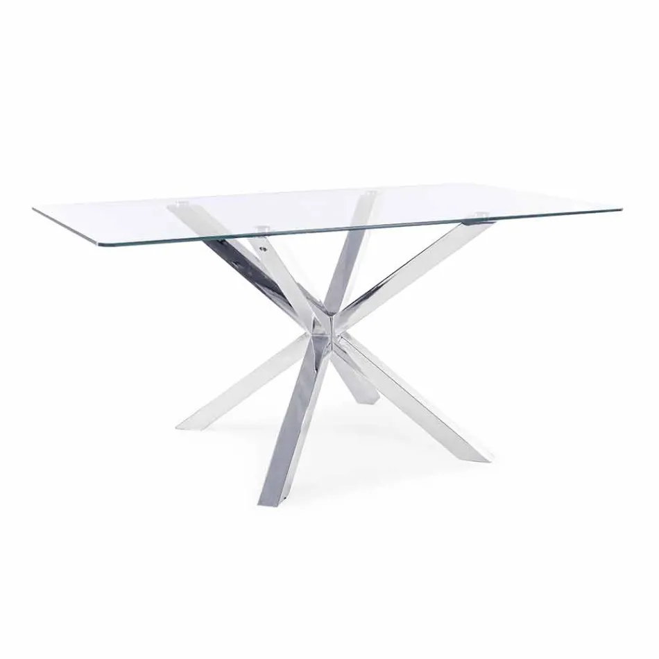 Table de salle à manger Homemotion avec plateau en verre trempé - Denda Viadurini