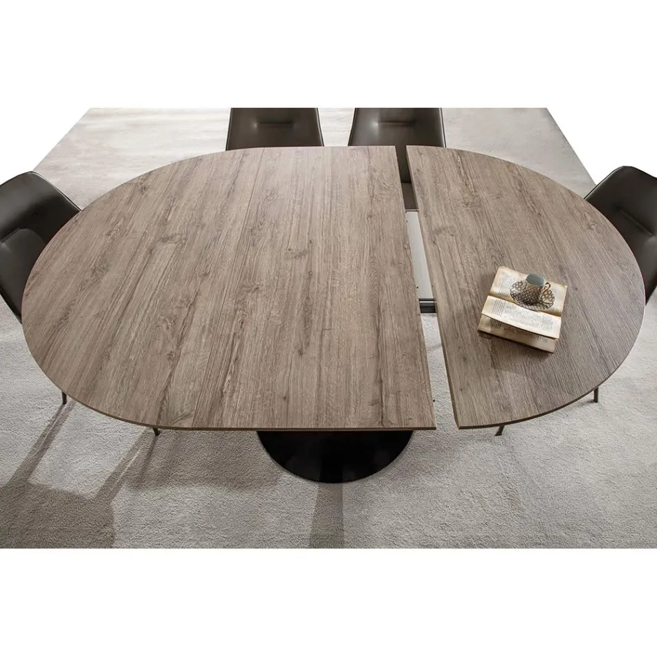 Table de salle à manger avec plateau rond extensible jusqu'à 170 cm - Moreno Viadurini