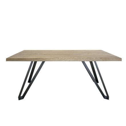 Table plaquée en chêne masellato noué et métal Made in Italy - Luanda Viadurini