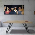 Table plaquée en chêne masellato noué et métal Made in Italy - Luanda Viadurini