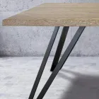 Table plaquée en chêne masellato noué et métal Made in Italy - Luanda Viadurini