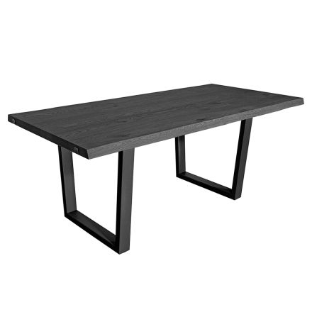 Table plaquée en chêne noué carré et base en métal Made in Italy - Pilar Viadurini