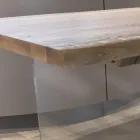Table plaquée chêne massif et base en cristal Made in Italy - Noelia Viadurini