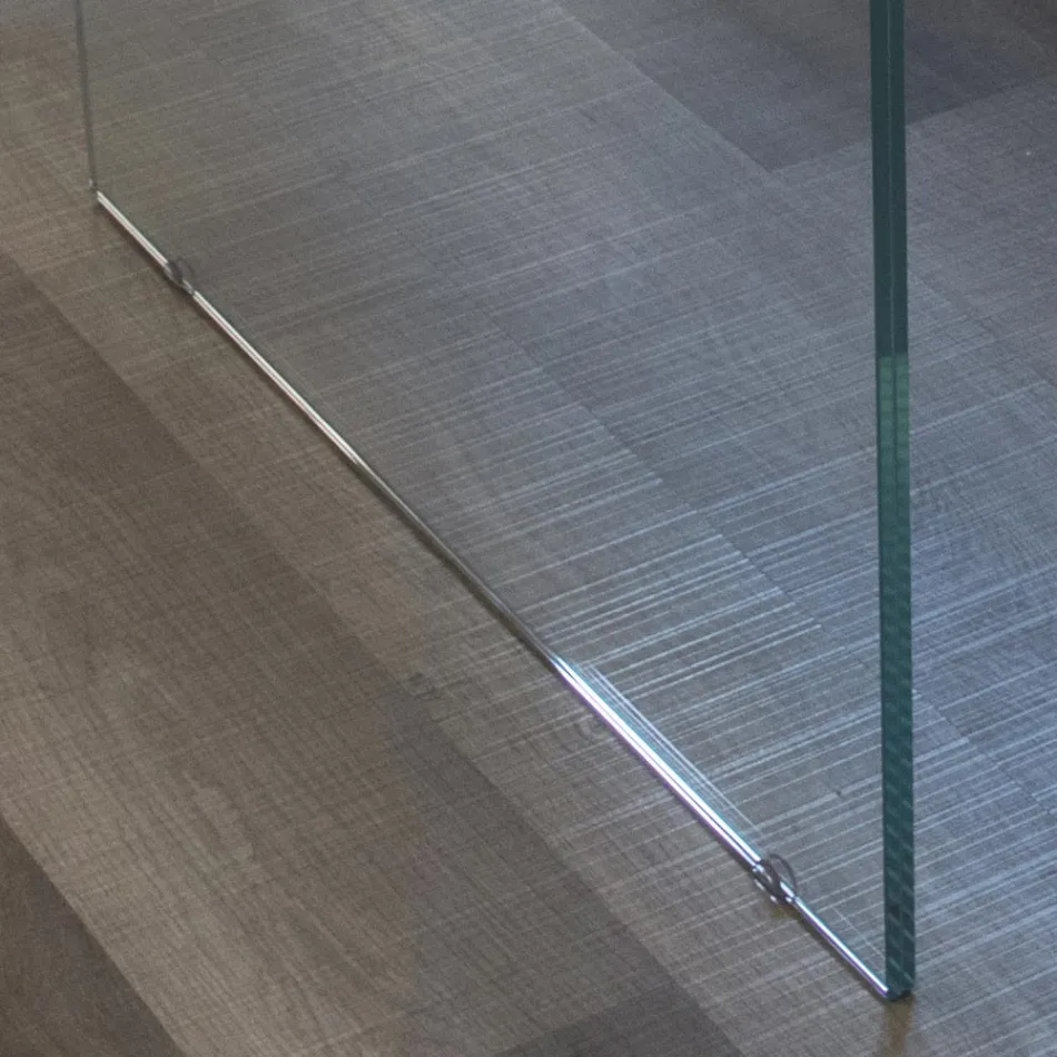 Table plaquée chêne massif et base en cristal Made in Italy - Noelia Viadurini