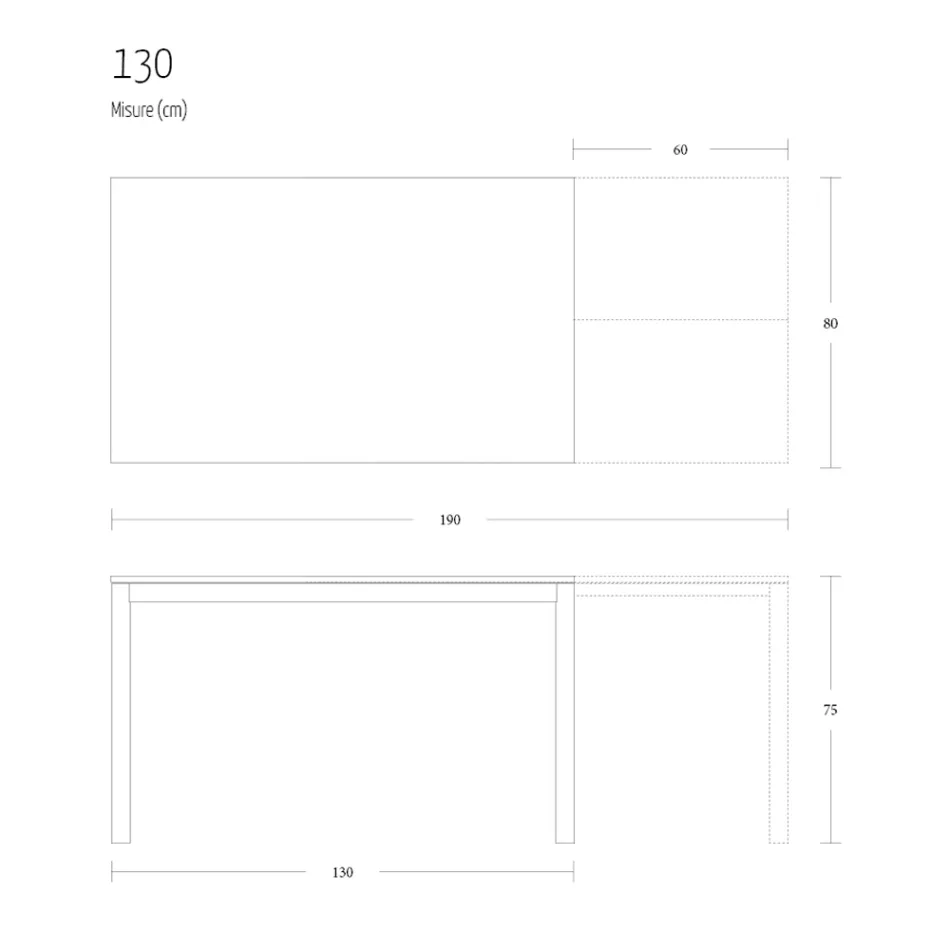 Table à Manger Extensible 190 cm Métal et Bois Made in Italy - Euclidienne Viadurini