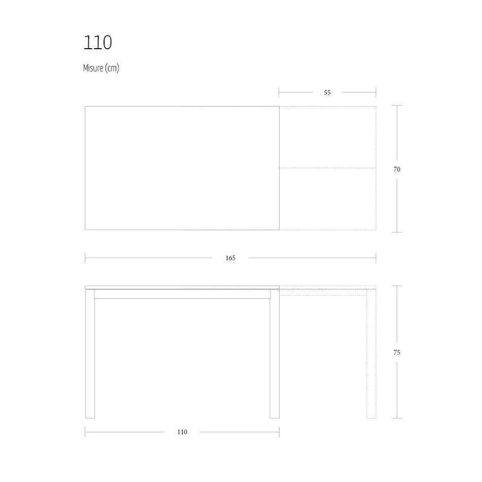 Table à Manger Extensible 190 cm Métal et Bois Made in Italy - Euclidienne Viadurini